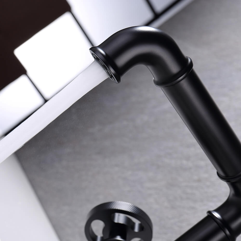 Ruth Collection Industrial Brass Bathroom Faucet with Knob Handles