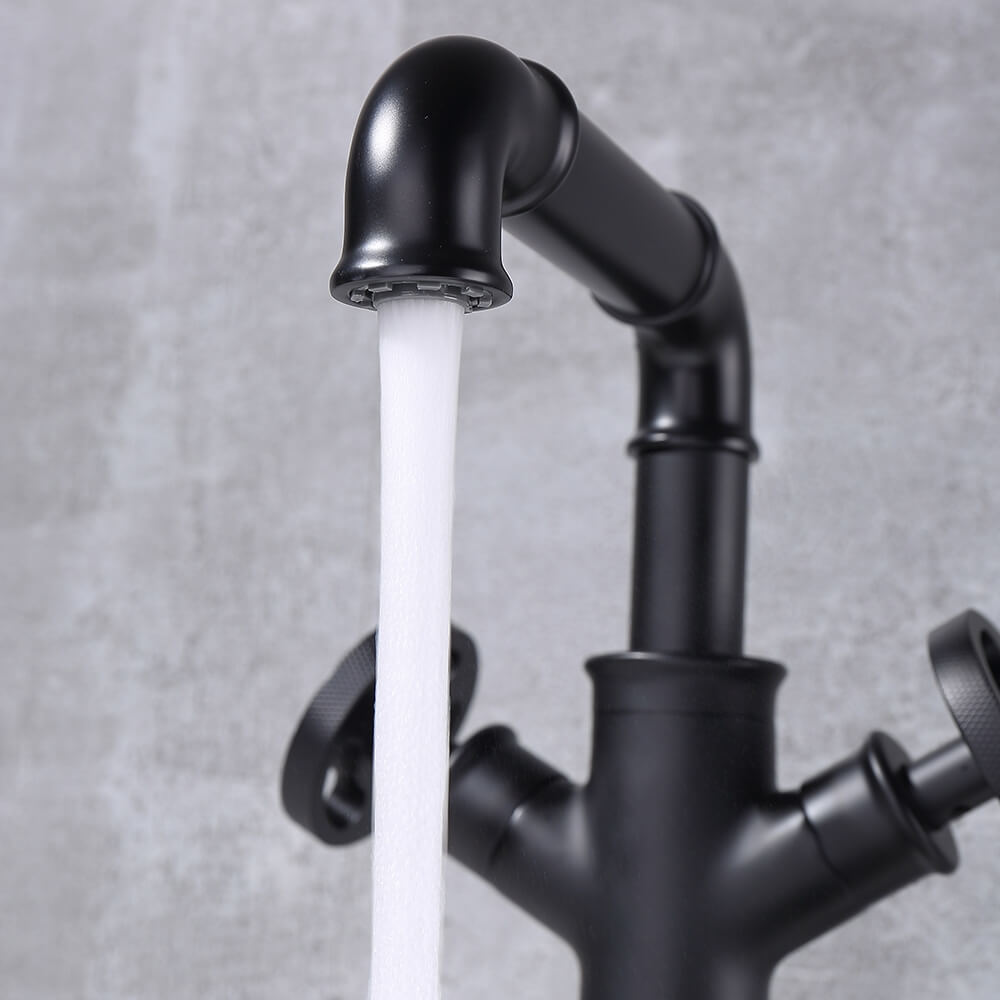 Ruth Industrial Matte Black Brass Vessel Sink Faucet