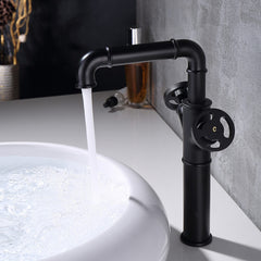 Ruth Industrial Matte Black Brass Vessel Sink Faucet