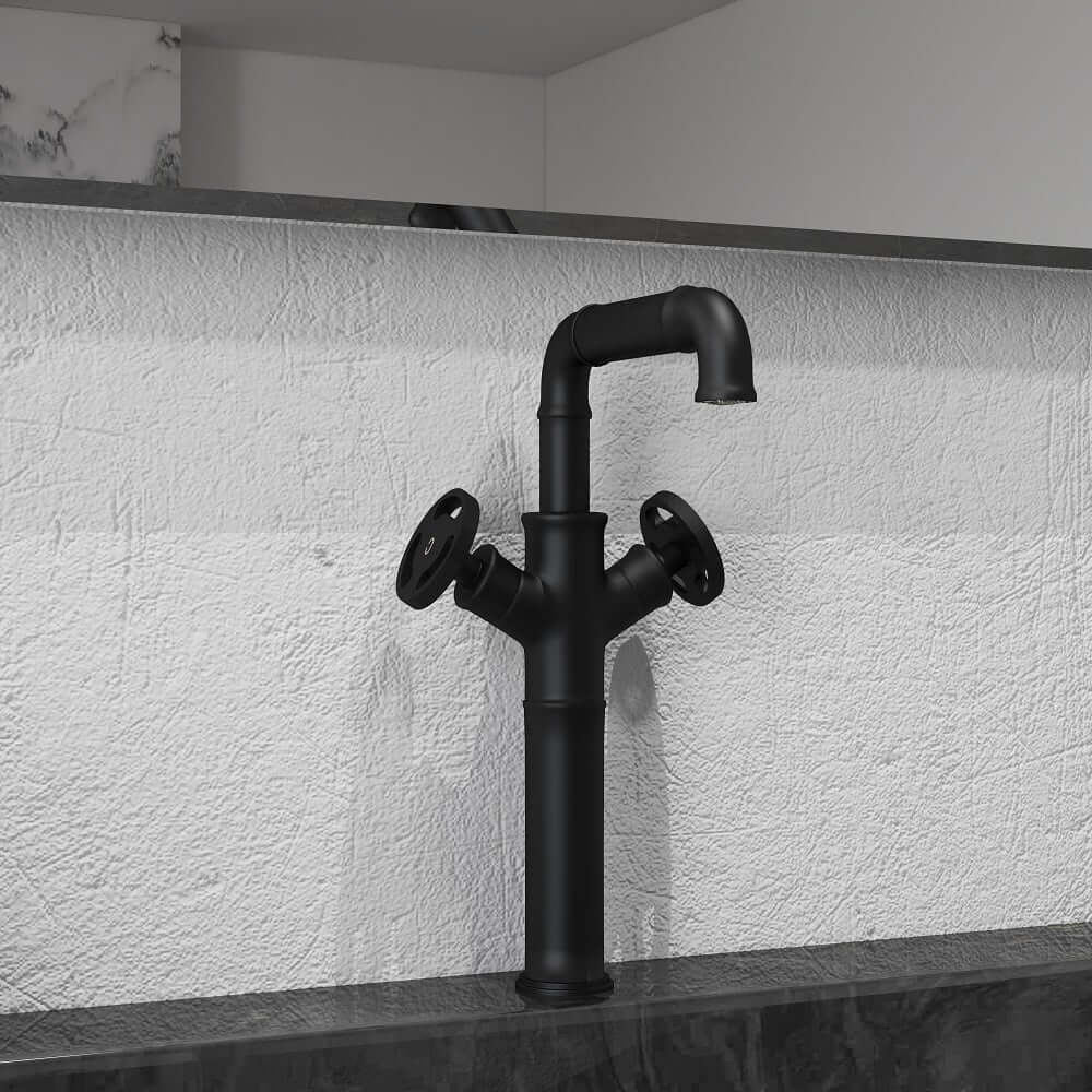 Ruth Industrial Matte Black Brass Vessel Sink Faucet