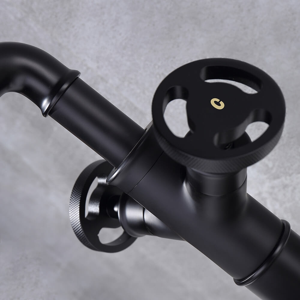 Ruth Industrial Matte Black Brass Vessel Sink Faucet