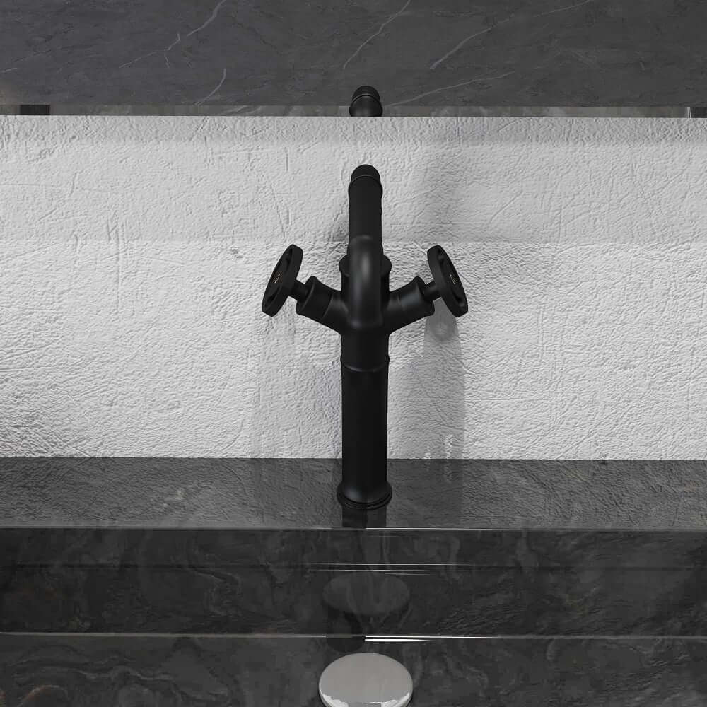 Ruth Industrial Matte Black Brass Vessel Sink Faucet