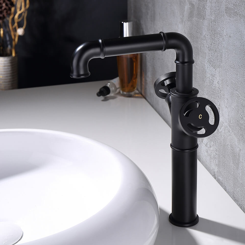 Ruth Industrial Matte Black Brass Vessel Sink Faucet Main Product Image