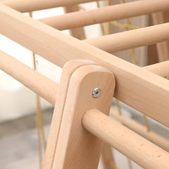 Scandinavian Solid Wood Climber with Swing, Slide & Rope Net for Toddlers