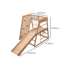 Scandinavian Solid Wood Climber with Swing, Slide & Rope Net for Toddlers Dimensions