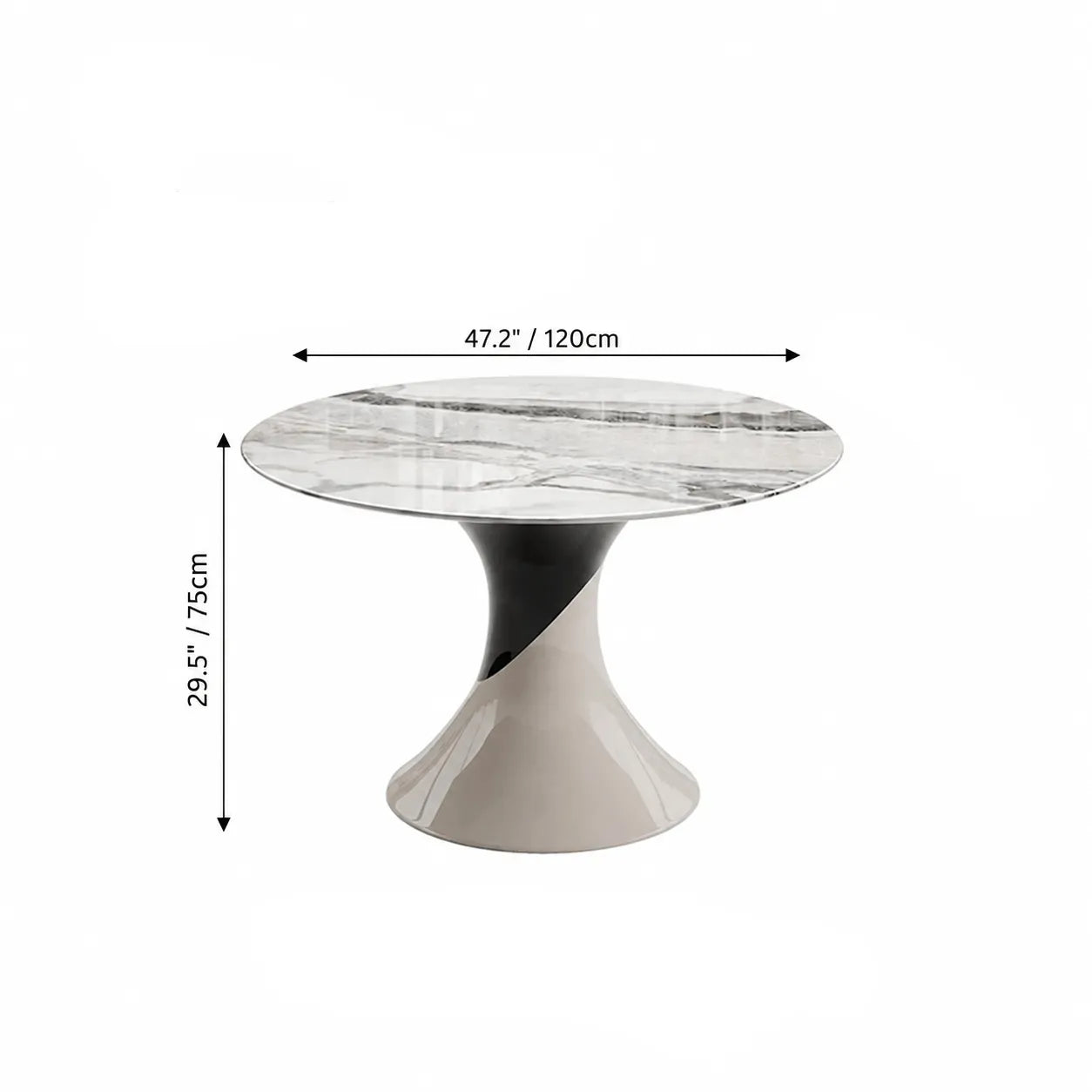 Sculptural Marble Dining Table Series with Lazy Susan and Curved Pedestal