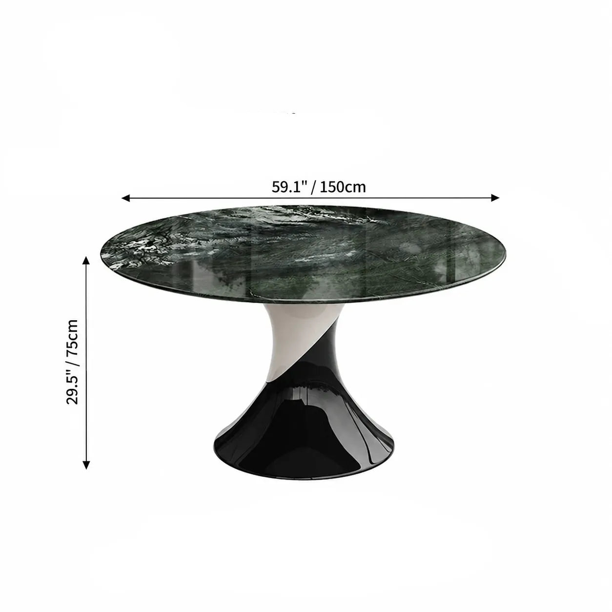 Sculptural Marble Dining Table Series with Lazy Susan and Curved Pedestal