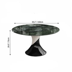 Sculptural Marble Dining Table Series with Lazy Susan and Curved Pedestal
