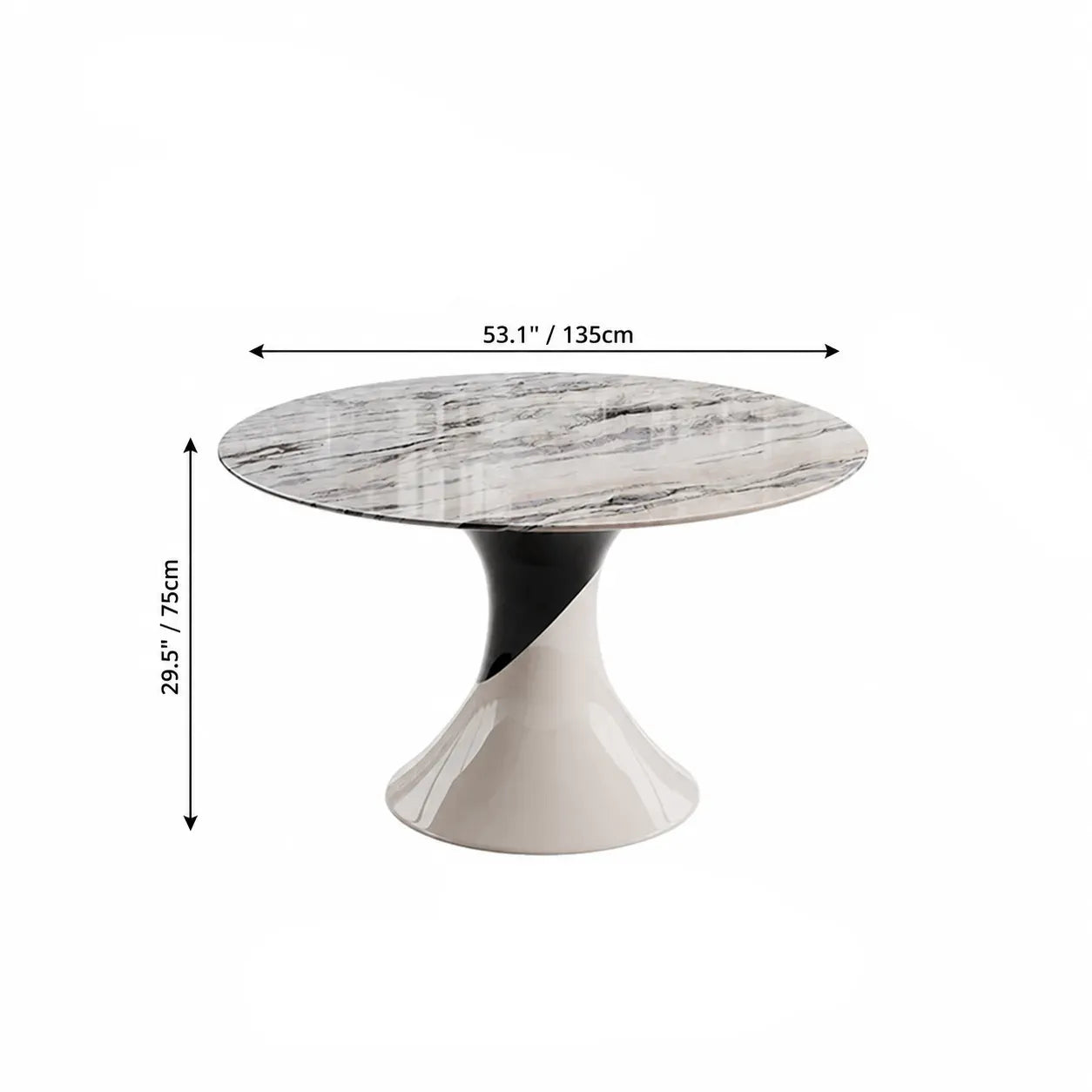 Sculptural Marble Dining Table Series with Lazy Susan and Curved Pedestal