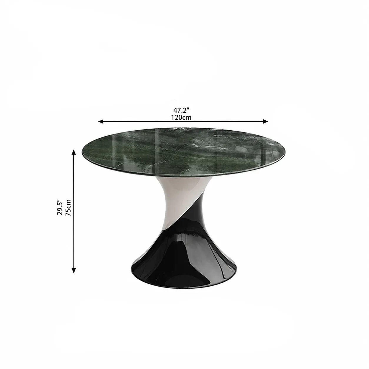 Sculptural Marble Dining Table Series with Lazy Susan and Curved Pedestal