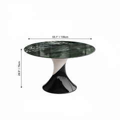 Sculptural Marble Dining Table Series with Lazy Susan and Curved Pedestal