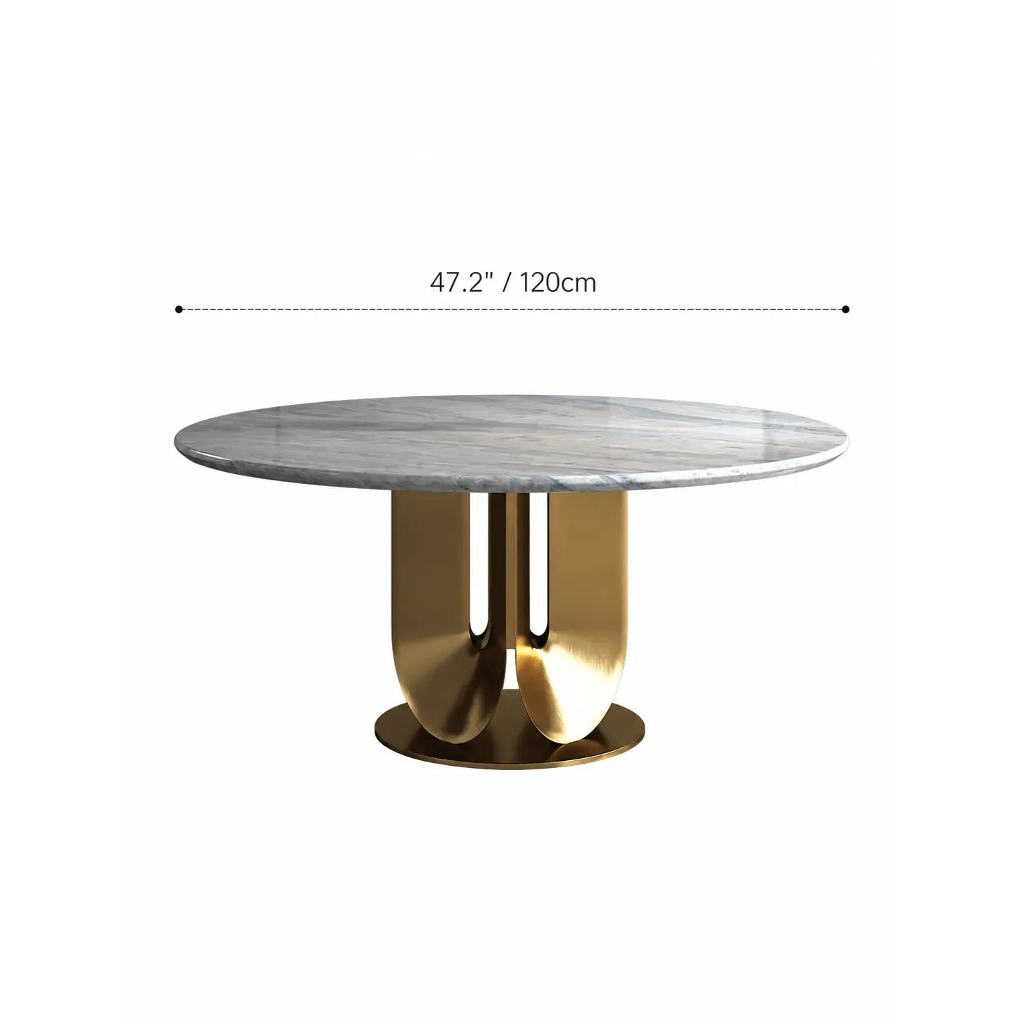 Sculptural Marble Table Dining Set with Gold Pedestal and Layered Support