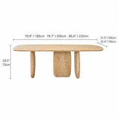 Sculptural Oval Travertine Dining Table with Warm Neutral Stone Base Dimensions