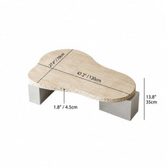 Sculptural Travertine Coffee Table with Irregular Top and Metal Base