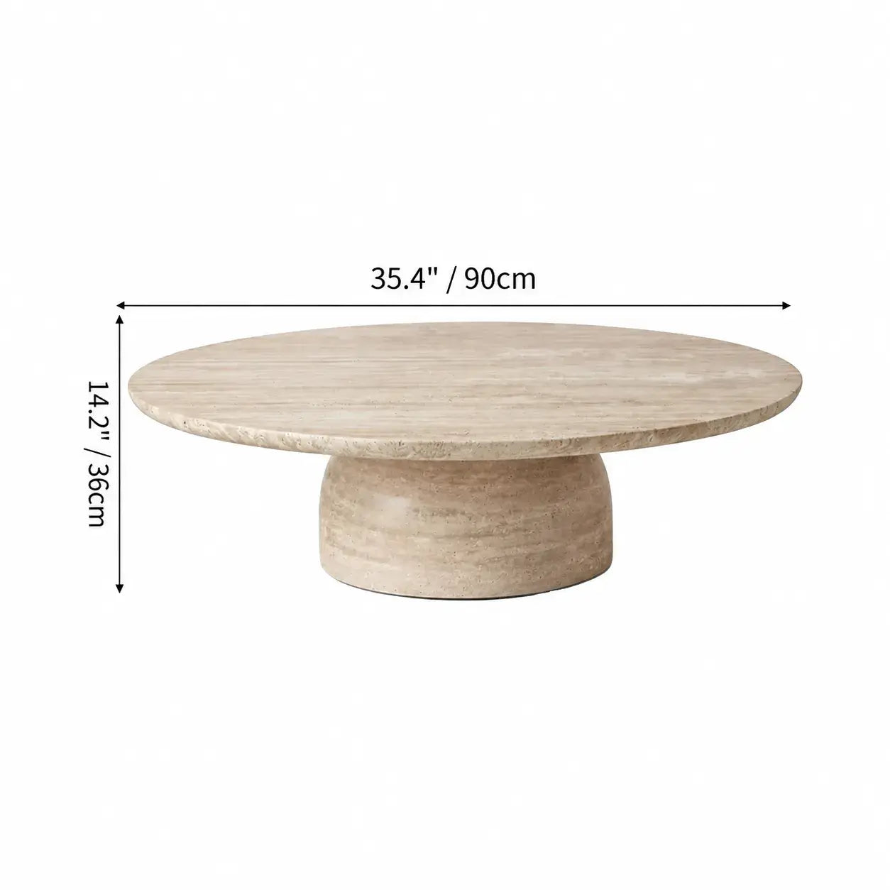 Sculptural Travertine Coffee Table with Rounded Edges and Calm Wabi-Sabi Form