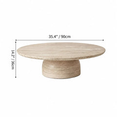 Sculptural Travertine Coffee Table with Rounded Edges and Calm Wabi-Sabi Form