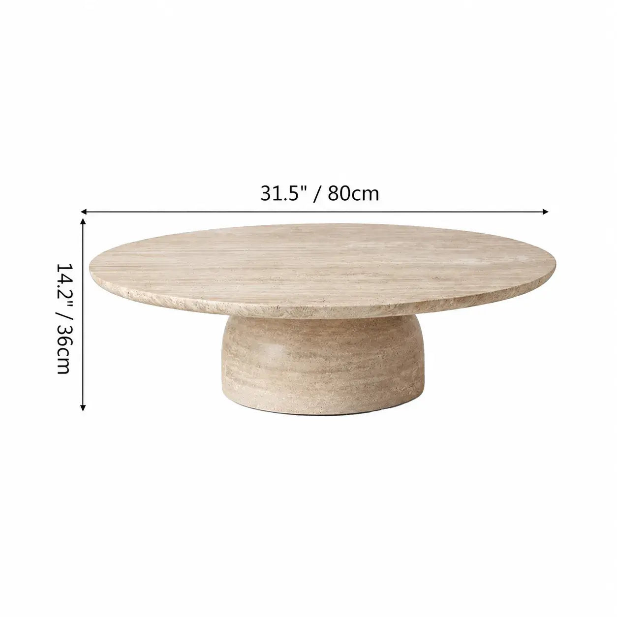 Sculptural Travertine Coffee Table with Rounded Edges and Calm Wabi-Sabi Form