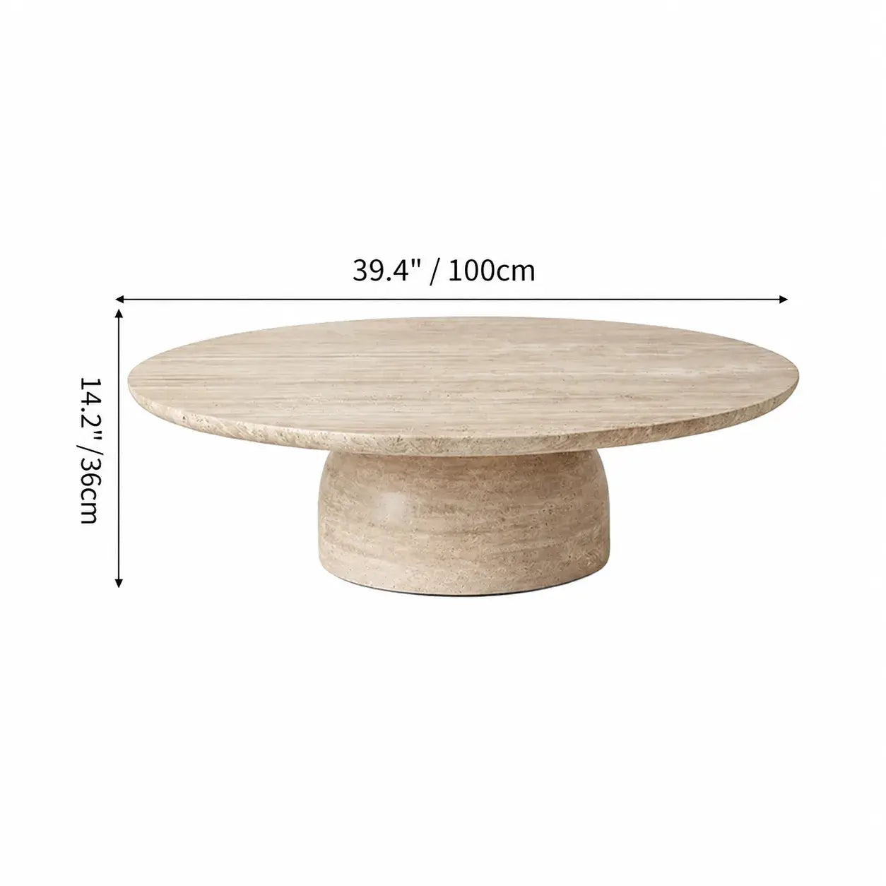 Sculptural Travertine Coffee Table with Rounded Edges and Calm Wabi-Sabi Form