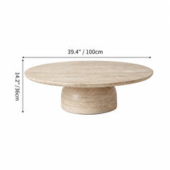 Sculptural Travertine Coffee Table with Rounded Edges and Calm Wabi-Sabi Form