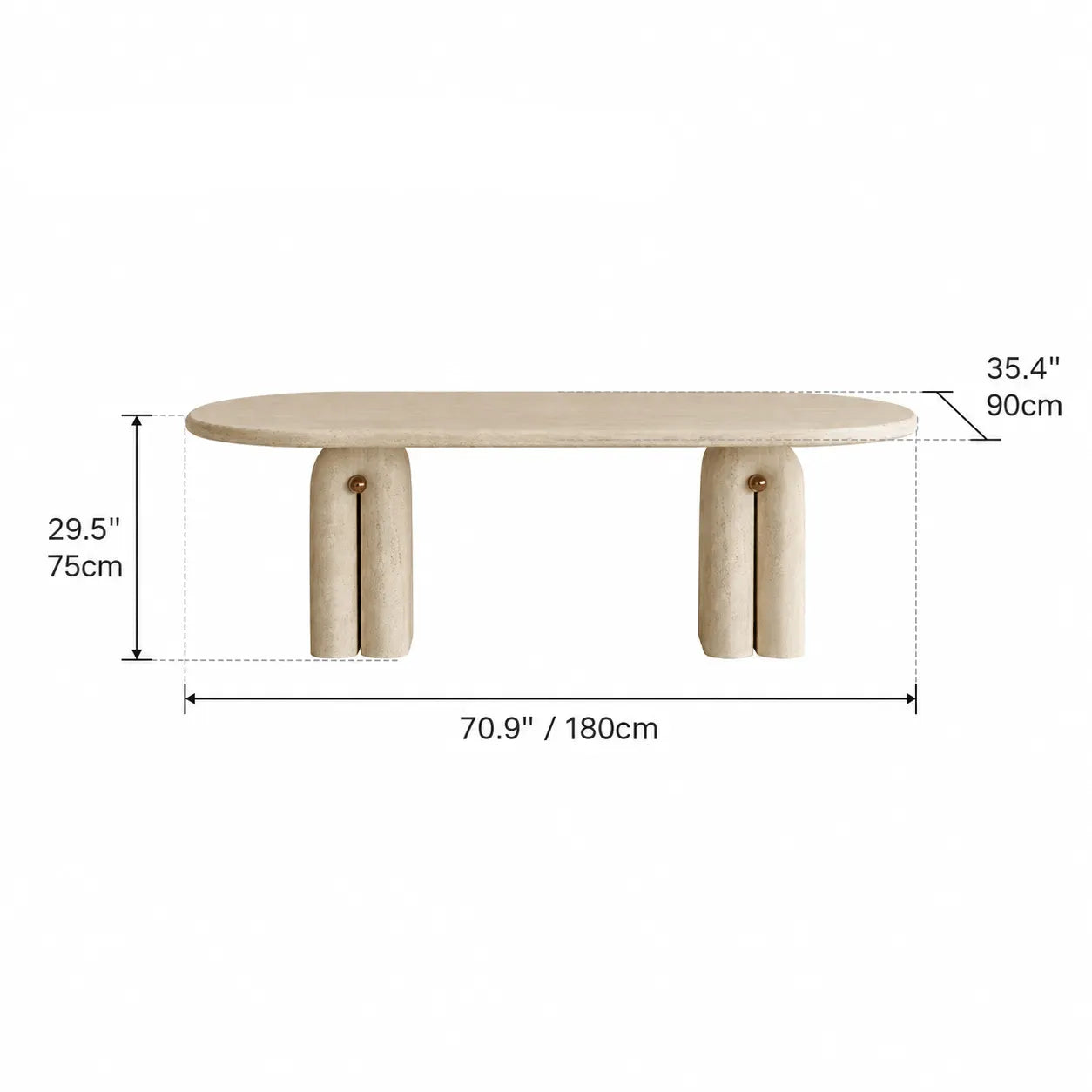 Sculptural Travertine Dining Table with Asymmetric Pedestal for Open Dining Spaces
