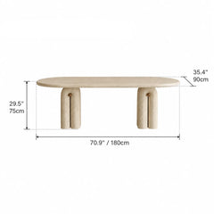 Sculptural Travertine Dining Table with Asymmetric Pedestal for Open Dining Spaces