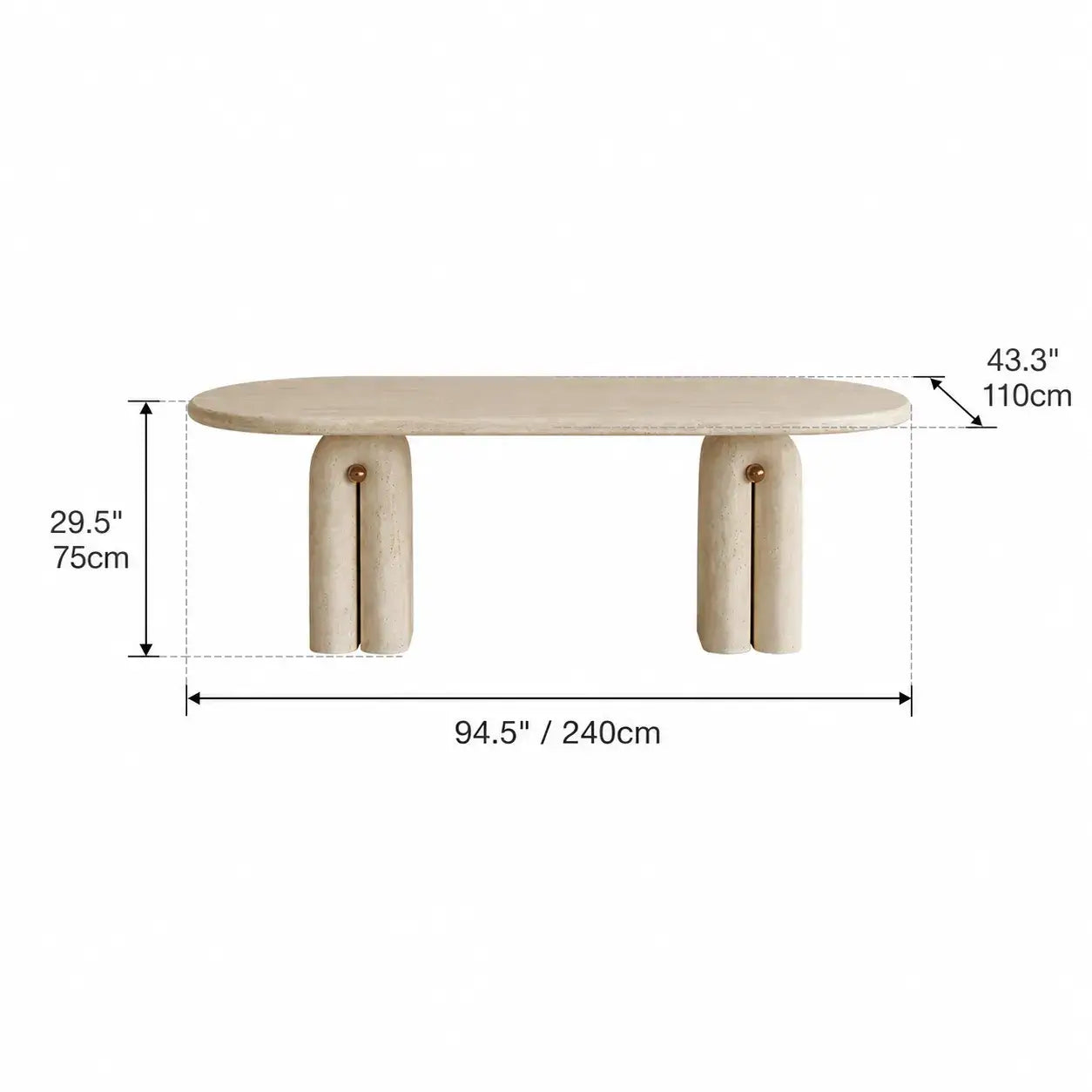 Sculptural Travertine Dining Table with Asymmetric Pedestal for Open Dining Spaces