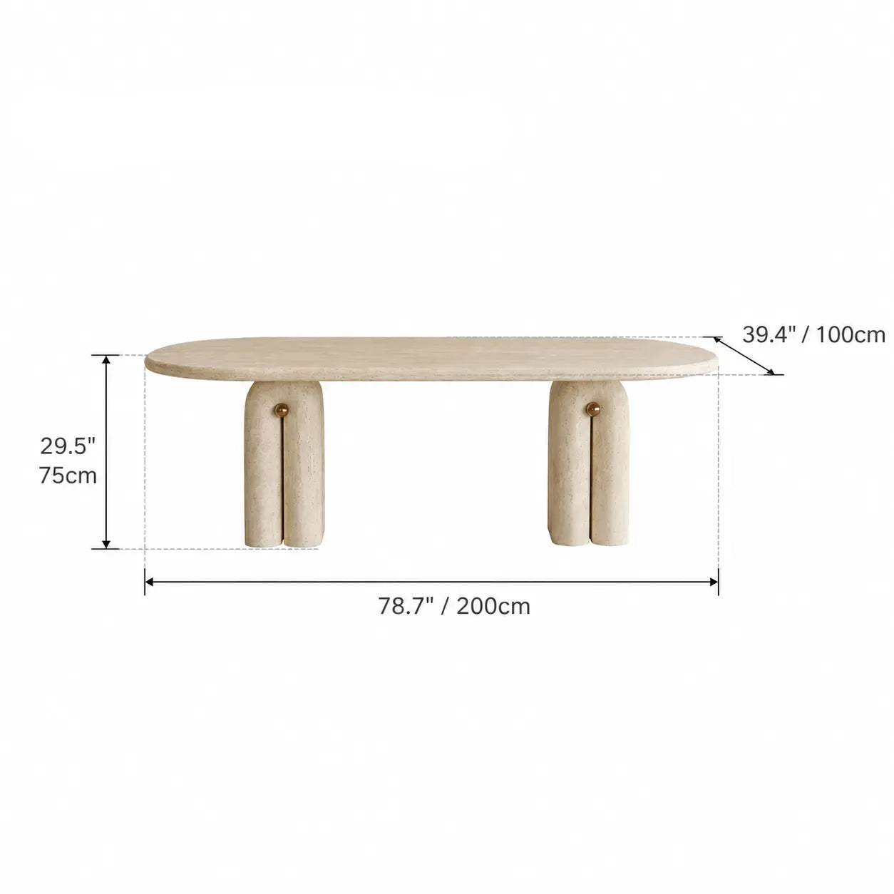 Sculptural Travertine Dining Table with Asymmetric Pedestal for Open Dining Spaces