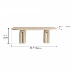 Sculptural Travertine Dining Table with Asymmetric Pedestal for Open Dining Spaces