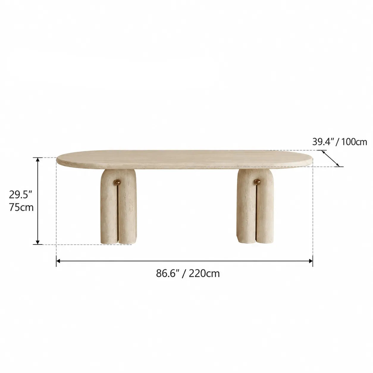 Sculptural Travertine Dining Table with Asymmetric Pedestal for Open Dining Spaces