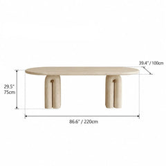 Sculptural Travertine Dining Table with Asymmetric Pedestal for Open Dining Spaces