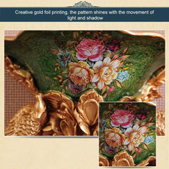 Silk Floral Arrangement with Gold Resin Planter for Indoor Decor