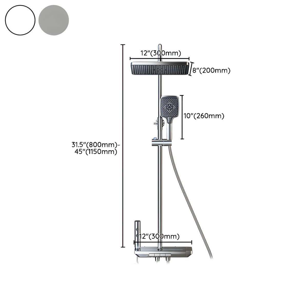 Wall Mounted Shower System in White Finish