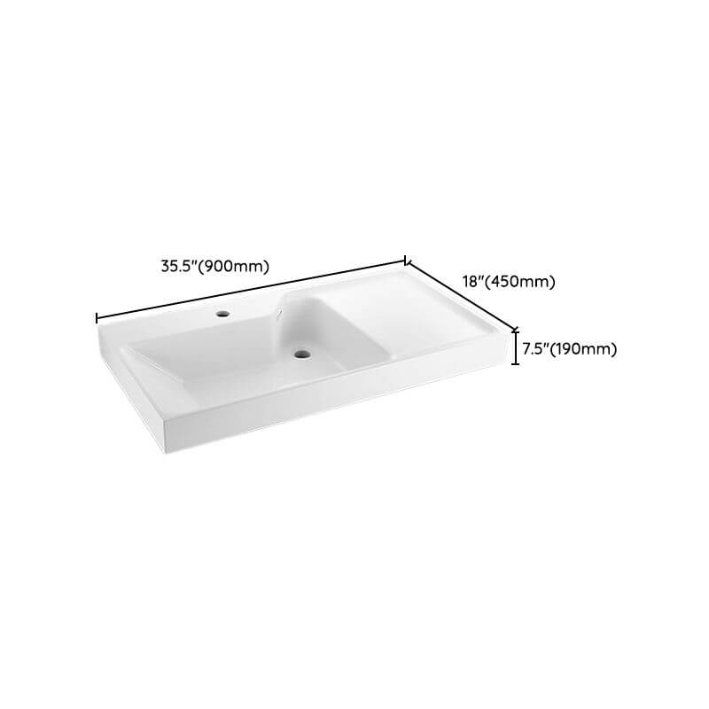 Minimalist rectangular sink with tap hole