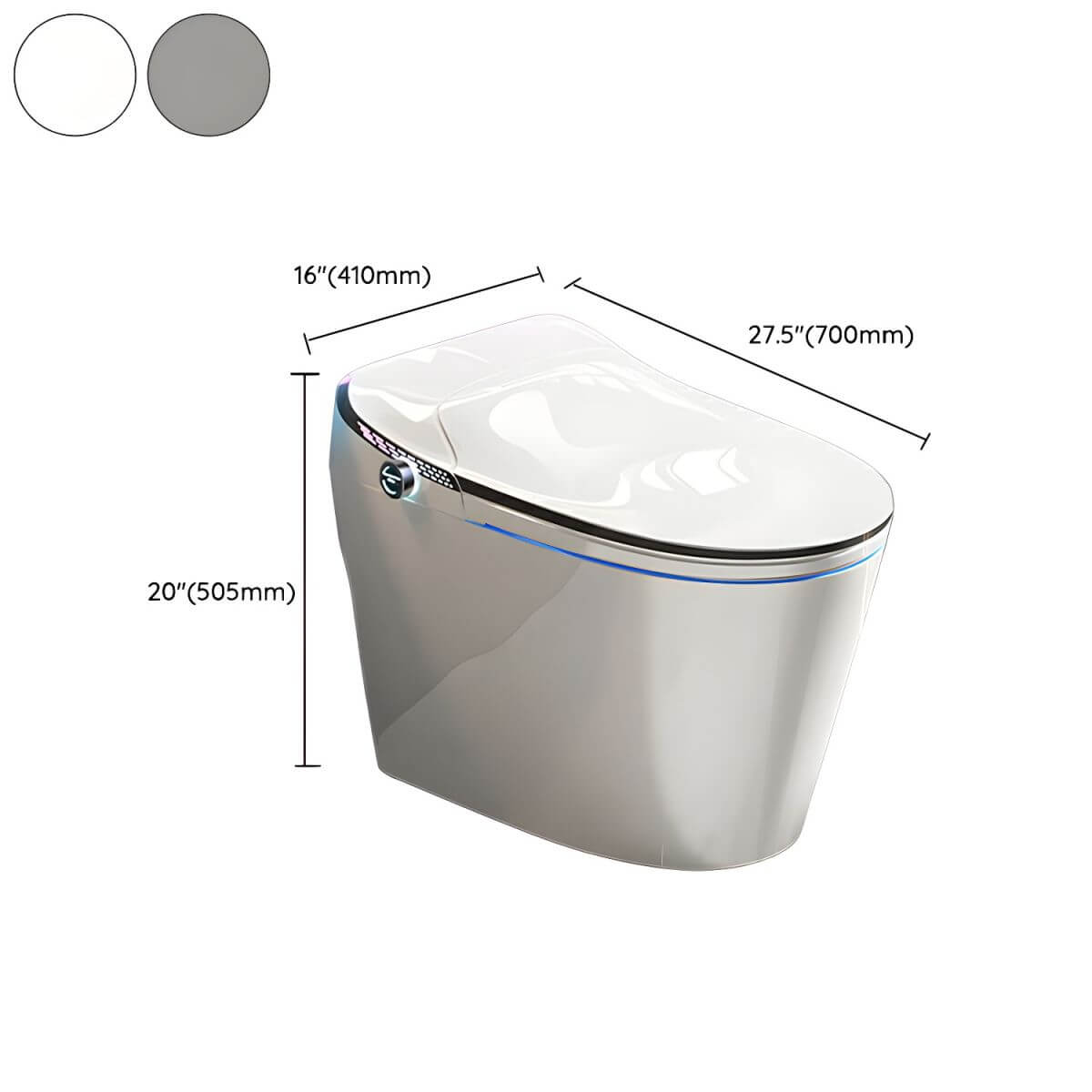 Comfort Fit Elongated Floor-Mount Bidet - White-Silver