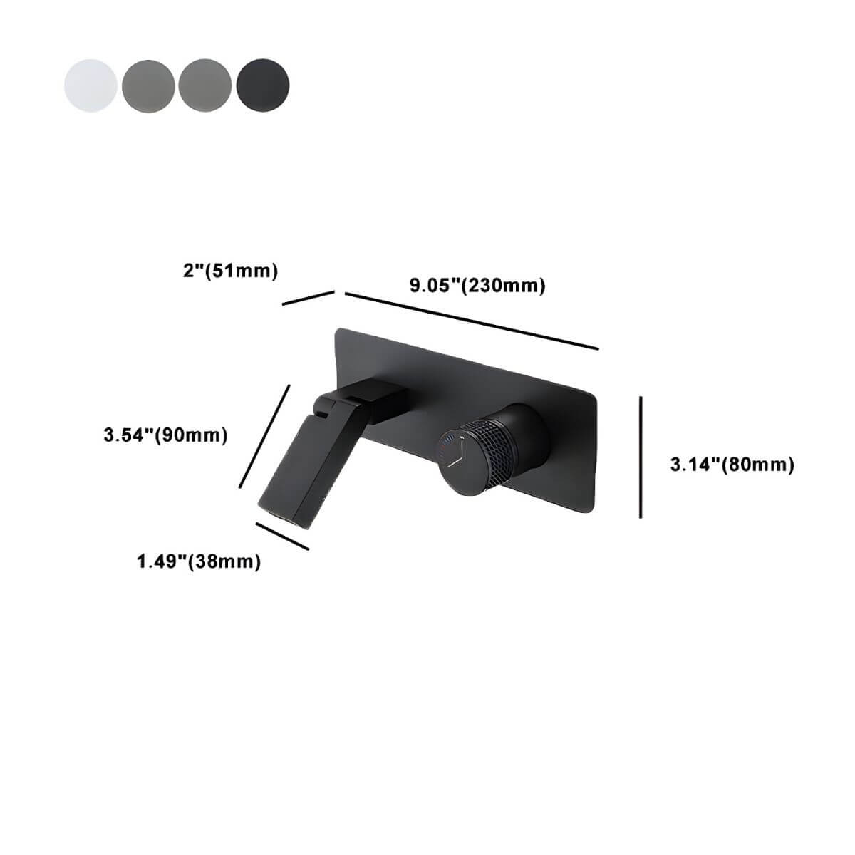 Contemporary wall mounted brass faucet in black