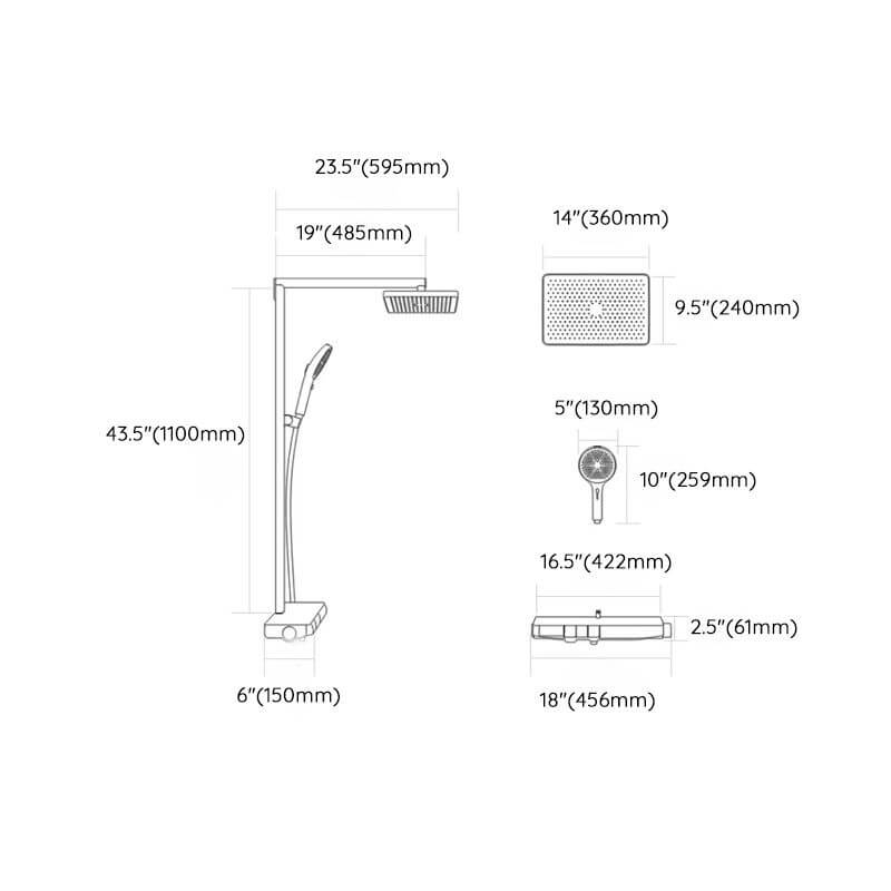 sleek grey shower fixture