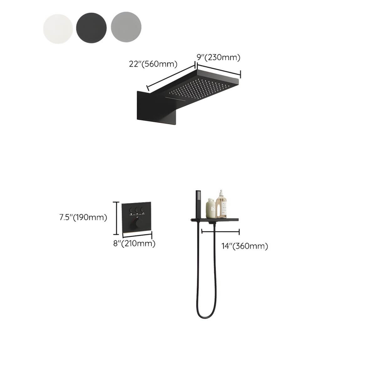 Thermostatic shower valve and trims in modern design