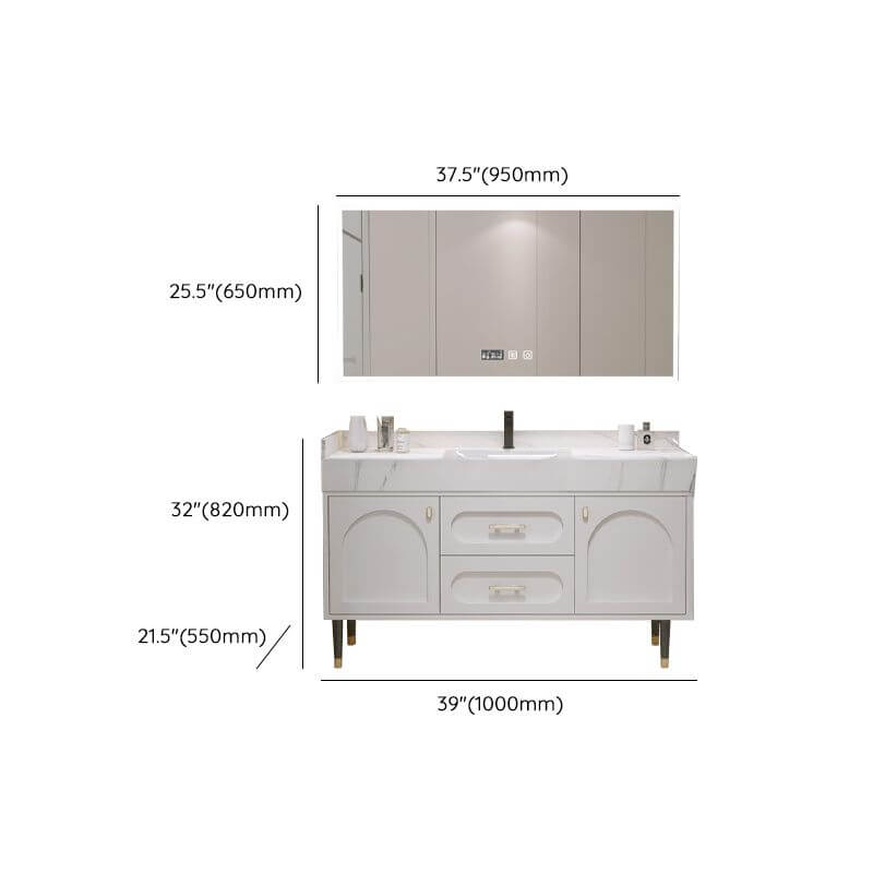 Contemporary bathroom setup with vanity and decor