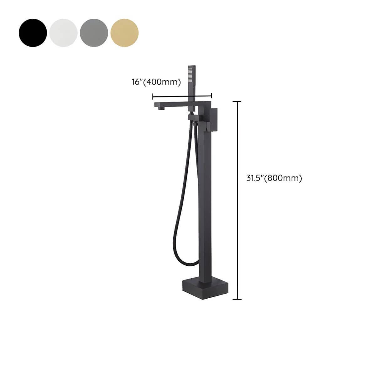 Silver free standing faucet with hand shower