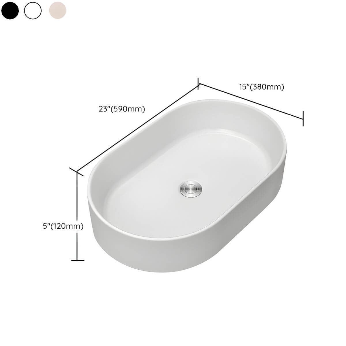 Modern black vessel sink for bathrooms