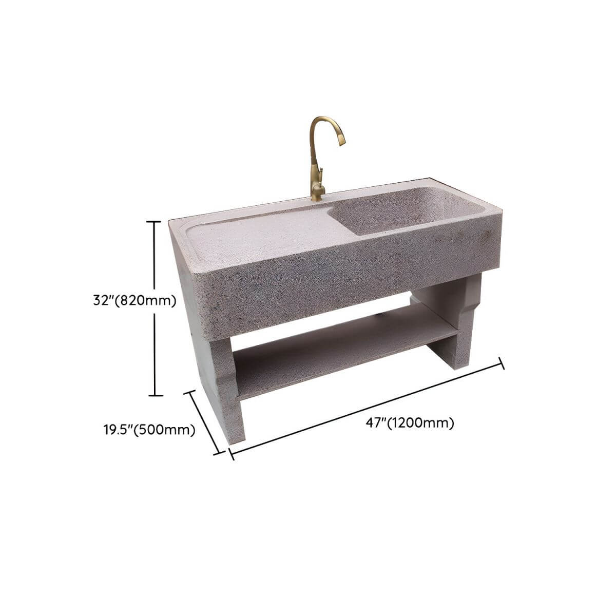 Elegant bathroom stone shelving included with sink