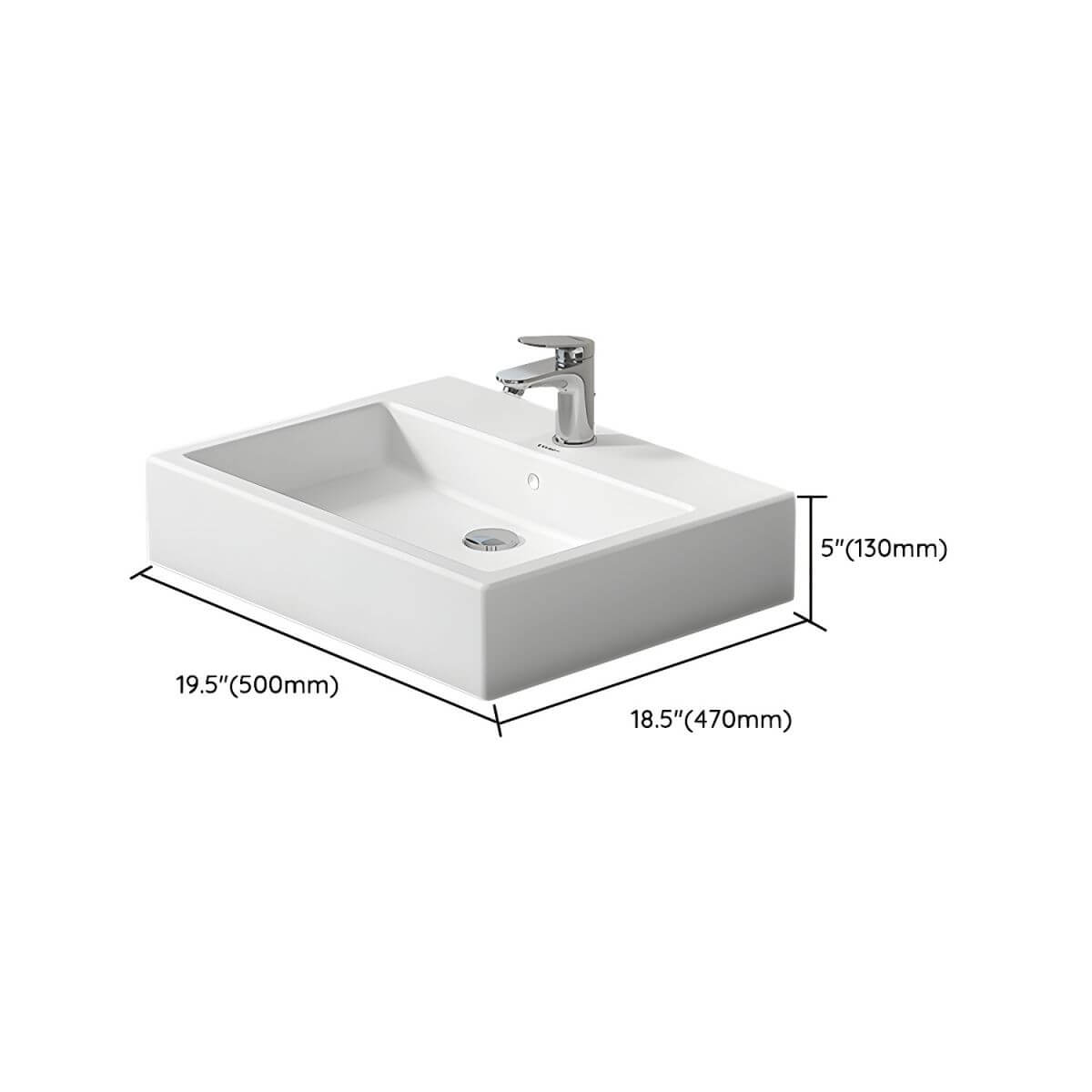 Ceramic vessel sink with clean lines