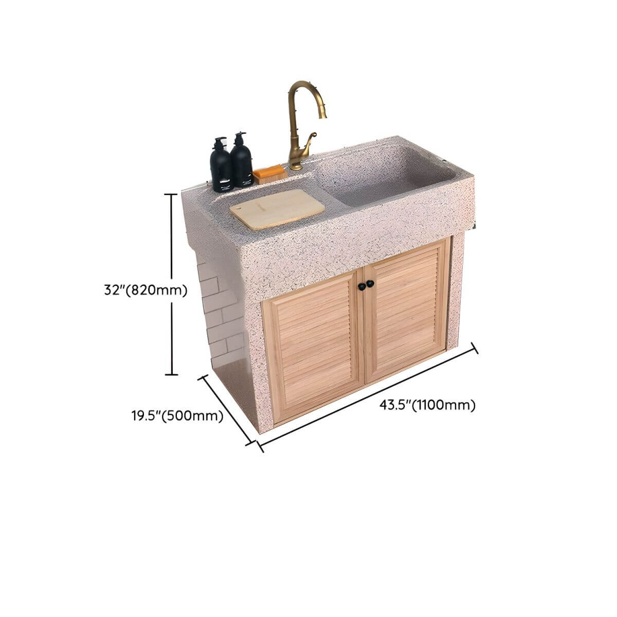 Durable Console Sink Faucet in Brown Marble