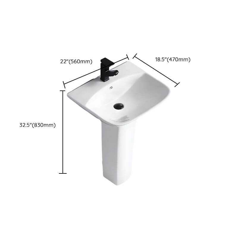 Elegant white pedestal sink with modern design