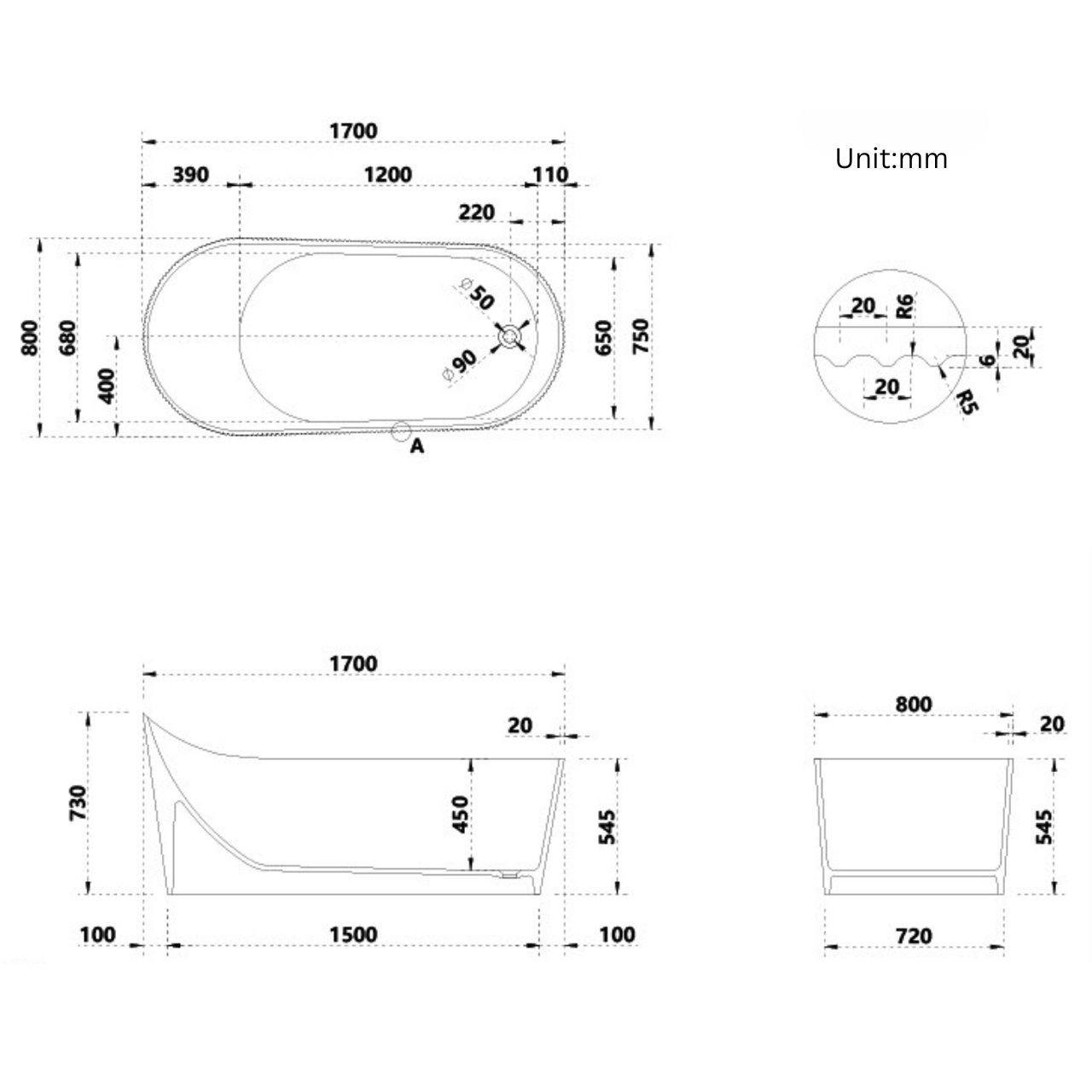 67-Inch Oval Resin Single Soak Bathtub in Olive Green