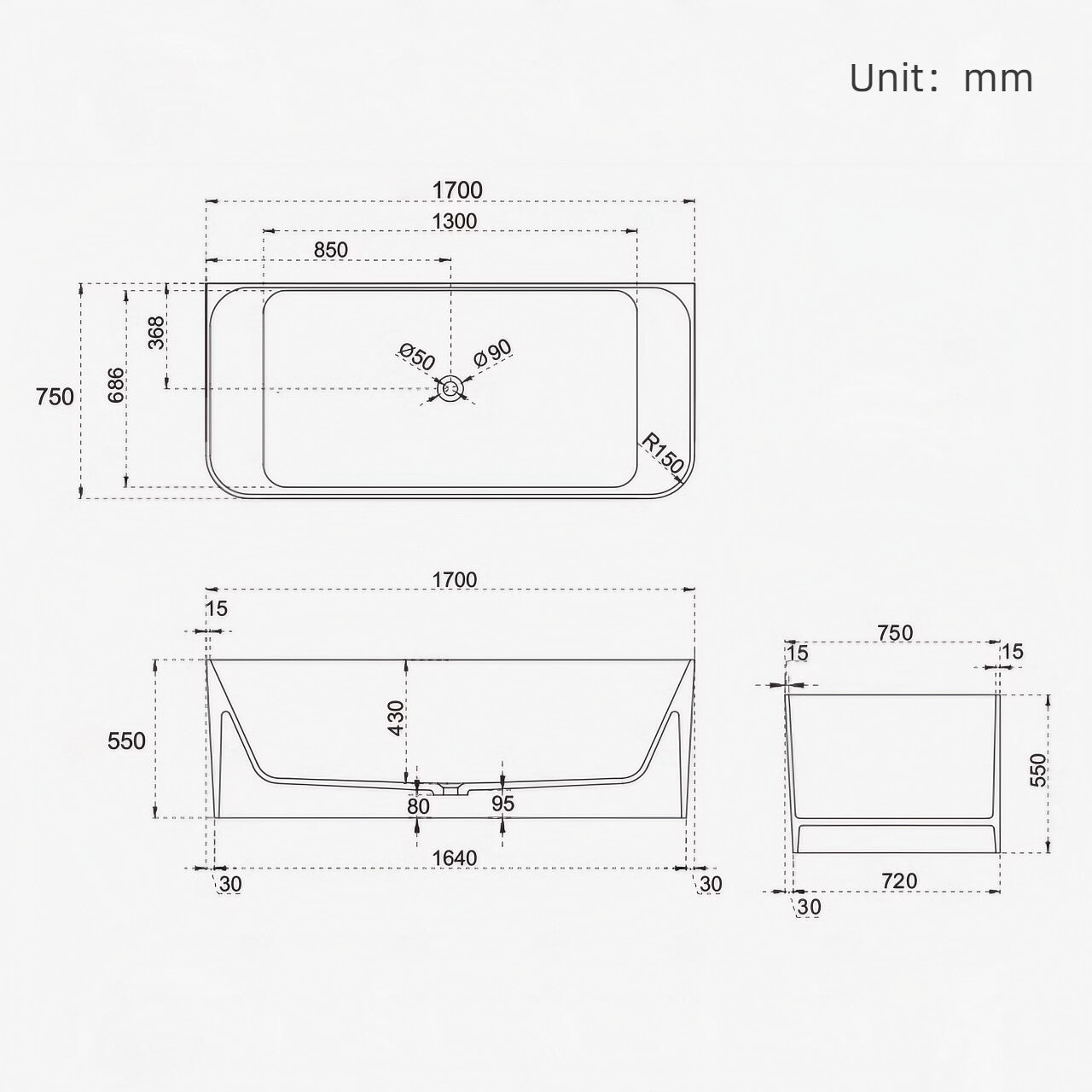 67-Inch Rectangular Resin Solo Soaking Bathtub in Yellow