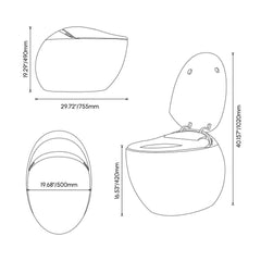 Smart One-Piece Toilet with Heated Seat and Dual Flush Technology Dimensions
