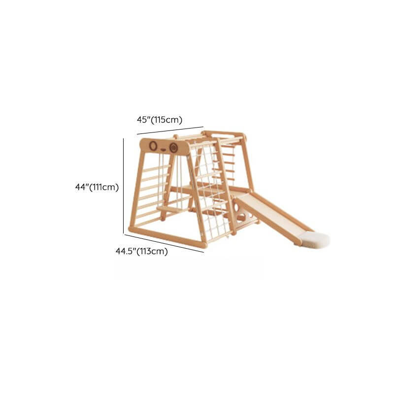 Solid Hardwood Climber with Rope Net, Slide & Chalkboard for Toddlers Dimensions