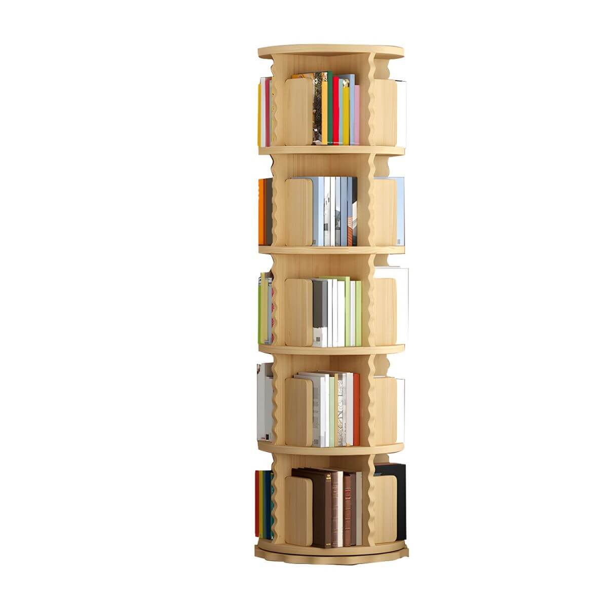 Solid Pine Rotating Bookshelf for Kids – Scandinavian Style