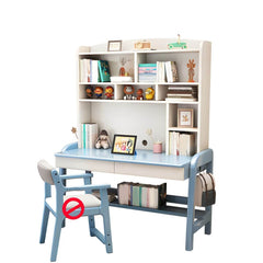Solid Wood Kids Writing Desk with Hutch and 2 Drawers